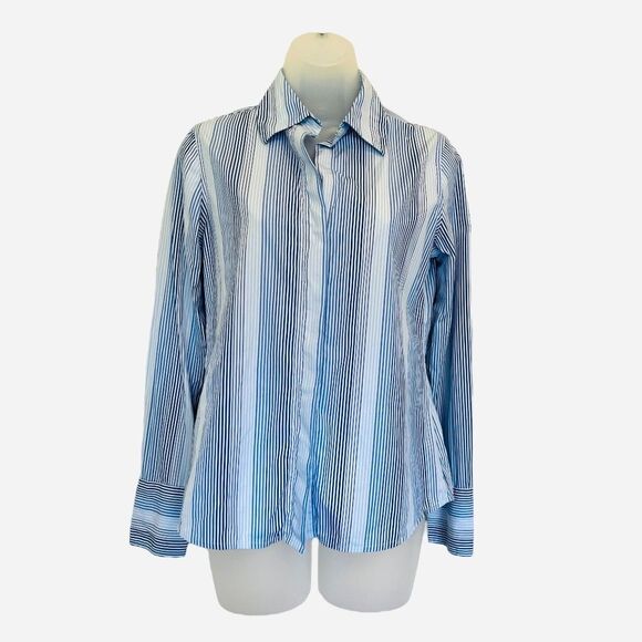 Vtg Y2K Banana Republic Lt. Blue/Dark Blue Striped Button Down Shirt Sz Small - Picture 3 of 7